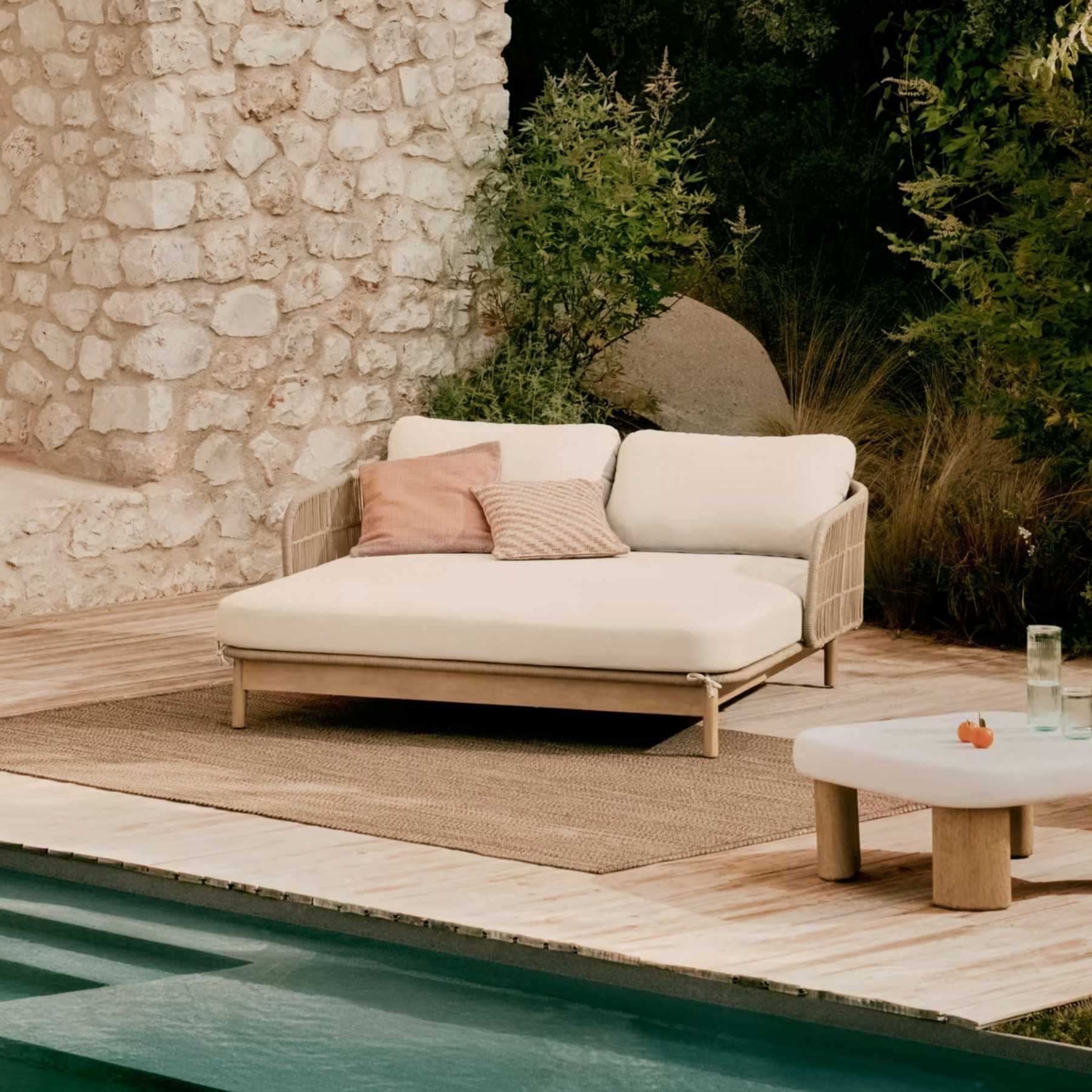 Kave Home Catalina 2er Sonnenliege Terrasse