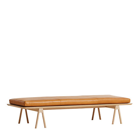 Woud Level Daybed Eichenholz weiss pigmentiert, Cognac - Leder Sørensen Envy