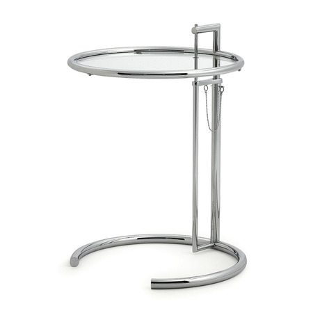 Classicon Klassisch schön: 'Adjustable table'  Kristallglas klar,  Verchromtes Stahlrohr