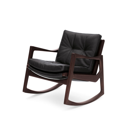 Classicon Schaukelstuhl 'Euvira' mit Polsterung  Eiche schwarz,  Cognac - Classic