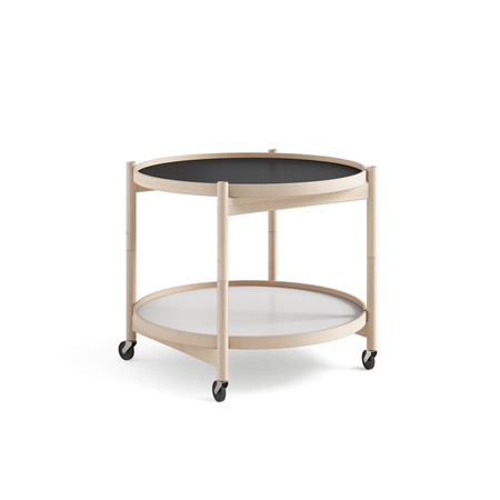 Brdr Kruger Rolltischchen 'Tray Table' Eiche schwarz lackiert, Furnier / Furnier, Ø: 60 cm