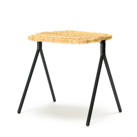 Feelgood Designs Niedriger Outdoor Hocker 'Kaki' Schwarz / Weizen