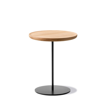 Fredericia Beistelltisch 'Pal' Eiche hell geölt, Edelstahl, gebürstet, Ø: 37.5 cm / H: 38 cm