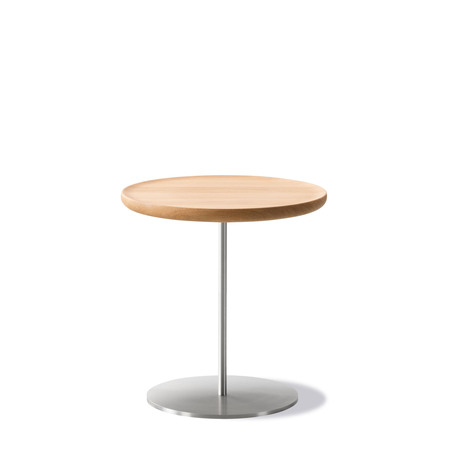 Fredericia Beistelltisch 'Pal' Eiche hell geölt, Edelstahl, gebürstet, Ø: 37.5 cm / H: 38 cm