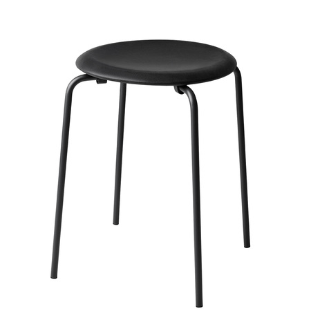 Fritz Hansen Hocker 'Dot' Walnuss Wildleder mit verchromten Untergestell