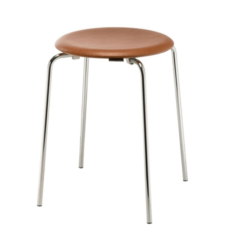 Fritz Hansen Hocker 'Dot' Walnuss Wildleder mit verchromten Untergestell