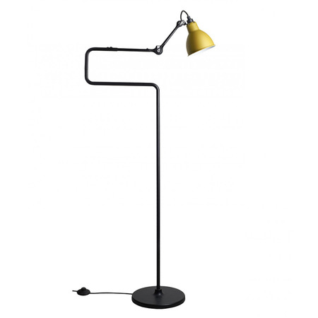 DCW Éditions Standleuchte 'Lampe Gras 411' mattschwarz, senfgelber Reflektor