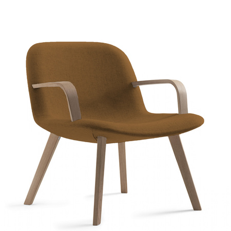Erik Jørgensen Eyes Wood base Lounge armchair Senfgelb 433 - Remix 3, Eiche lackiert, Ohne Dekorationsknöpfe