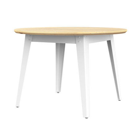 Jan Cray Runder Tisch '6Grad' mit Holz Weiss, Eschenholz geölt, Ø: 110 cm