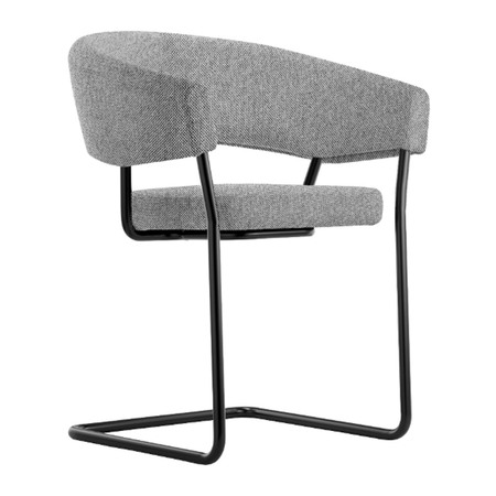 Tecta Freischwinger D9 Stahlrohr Schwarz pulverbeschichtet, Schwarz - Gleitfläche Filz, Mausgrau-Schwarz meliert - 0166 Hallingdal 65