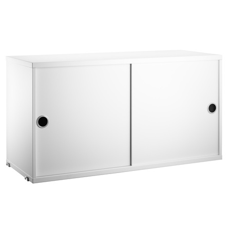 String Furniture Cabinet with Sliding Doors Weiss, B: 78 cm, T: 30 cm
