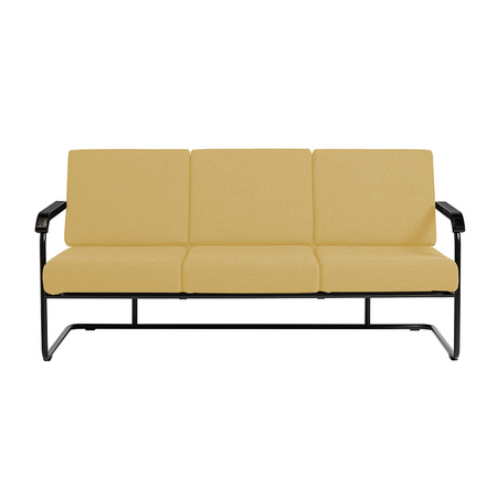 Embru Sofa 'Moser' Gelb 407 - Hallingdal 65, Tiefschwarz hochglanzlackiert, Tiefschwarz pulverbeschichtet
