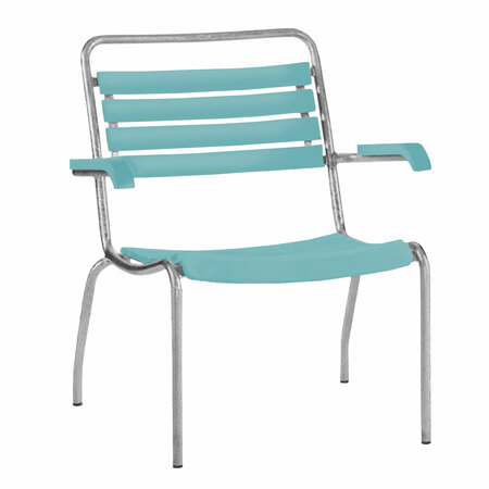Atelier Alinea Garten-Loungesessel mit Armlehne, Pastelltürkis - RAL 6034, Aluminiumgleiter