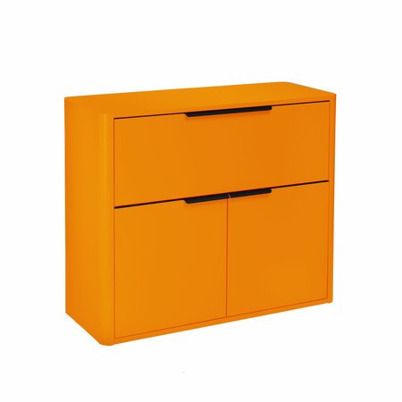 Müller Möbelfabrikation Highboard S 50 - B 106 cm Verkehrsorange - RAL 2009, Tiefschwarz - RAL 9005