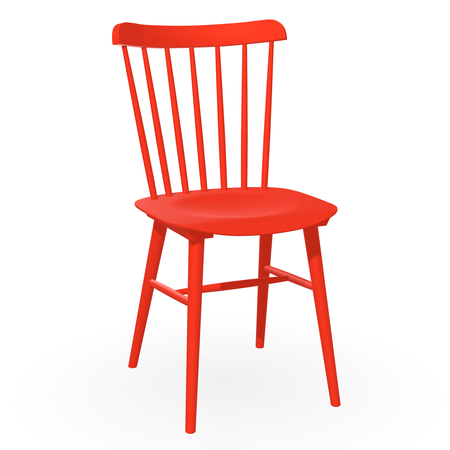 Ton Stuhl 'Ironica' Eiche Pigmentiert Korallorange (B42), Helle Kunststoffgleiter