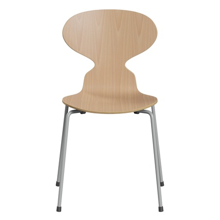Fritz Hansen Stuhl 'Ant' Furnier 43 cm , Weiss 100, Walnuss 80