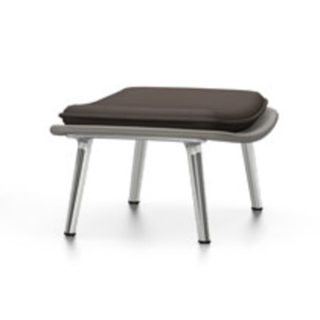 Vitra Slow Chair Ottoman Poliert, Braun-Crème