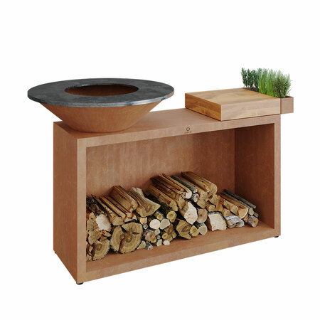 Ofyr Cooking Unit Island Cortenstahl, OFYR 100, Keramik dunkelgrau