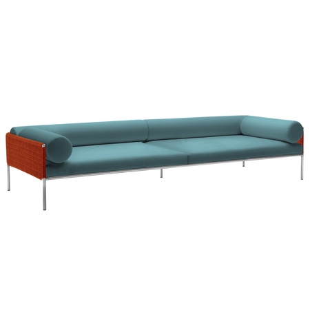 Living Divani Agra Sofa B: 240 cm - Waxed Rope Profile  Atlas 10277 - Mezzo 23, Edelstahl AISI 316 satiniert, Orange