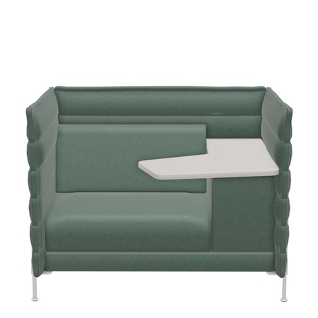Vitra Alcove Work Lowback Schilfgrün 17 - Cosy 2, Soft light pulverbeschichtet (glatt), Armlehne rechts / sitzend links