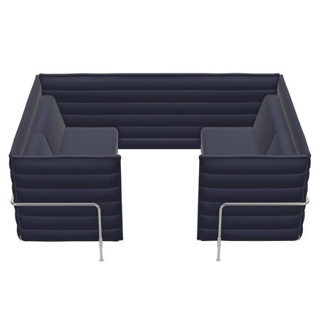 Vitra Alcove Cabin 2-Seater Lowback Dunkelblau 21 - Cosy 2, Glanzchrom, Filzgleiter