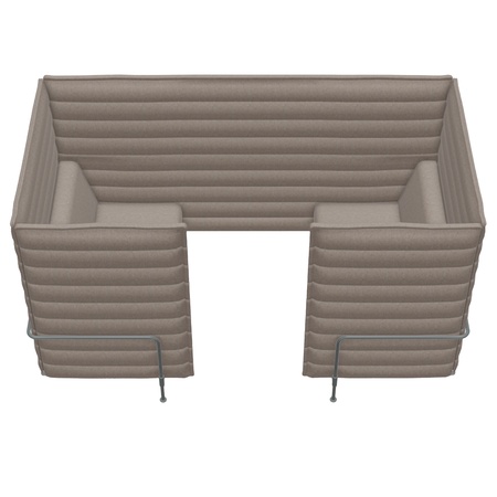Vitra Alcove Love Seat Highback Fossil 02 - Cosy 2, Dunkelgrau pulverbeschichtet (glatt), Filzgleiter