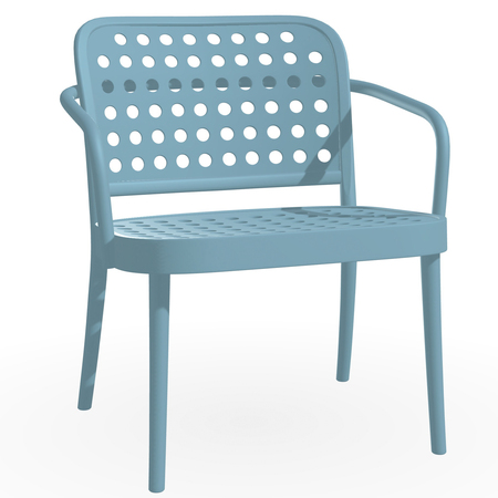 Ton Lounge Stuhl 822 Filzgleiter weiss, Opalblau pigmentiert (B53), Mit Armlehnen