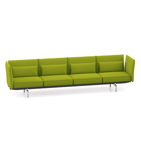 Vitra Soft Work Sofa 4-Seater Avocado 68 - Plano, Aluminium poliert