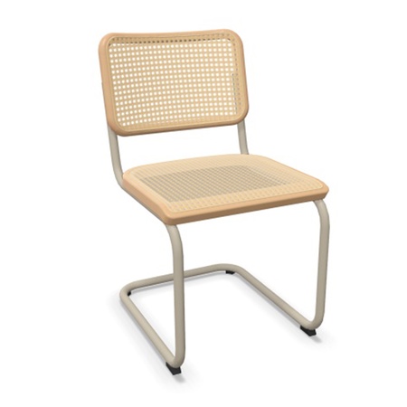 Thonet Stuhl S 32 V Buche aufgehellt gebeizt - TP 107, Warmgrau lackiert - TS 3005, ohne Gleiter