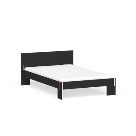 Nils Holger Moormann Bett 'Siebenschläfer' Birkensperrholz Schwarz	, B: 120 cm / T: 200 cm, Mit Kopfteil
