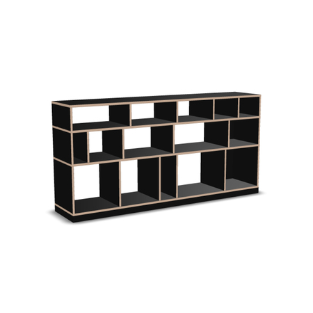 Nils Holger Moormann Regal Egal H: 85.9 cm - 3 Stufen FU schwarz, B: 174.4 cm