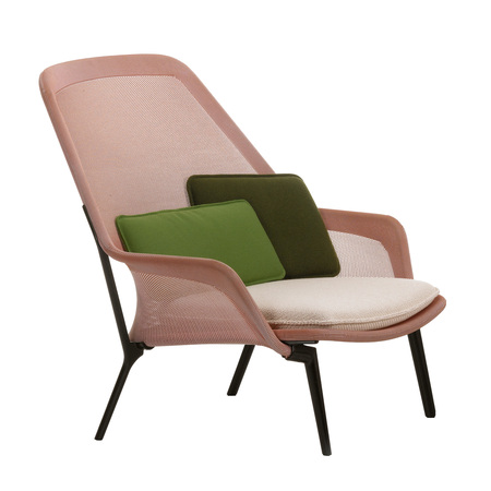 Vitra Slow Chair  Rot-Crème, Aluminiumguss poliert 