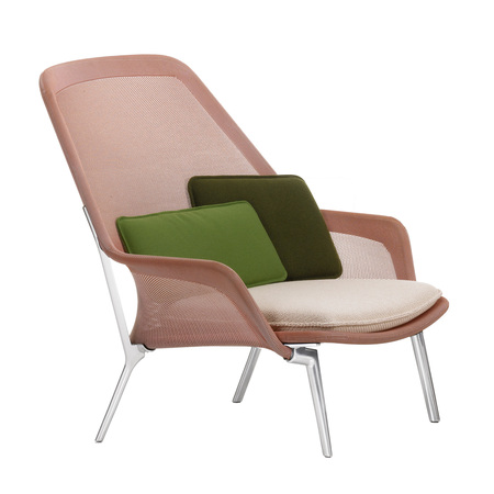 Vitra Slow Chair  Rot-Crème, Aluminiumguss poliert 