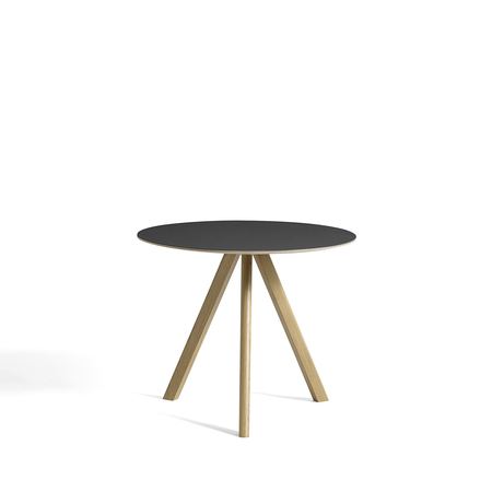 Hay Living CPH 20 Round Ø: 90 cm / H: 74 cm , Linoleum Schwarz, Eiche lackiert
