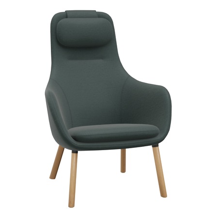 Vitra Hal Lounge Chair - loses Sitzkissen Elfenbein melange 01 - Dumet, Eiche natur, Naturholz Schutzlack 10, Gleiter für Teppichboden 04