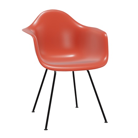 Vitra Eames Plastic Armchair DAX  03 Poppy red, Basic Dark 30 pulverbeschichtet (glatt), Gleiter basic dark für Teppichboden 04