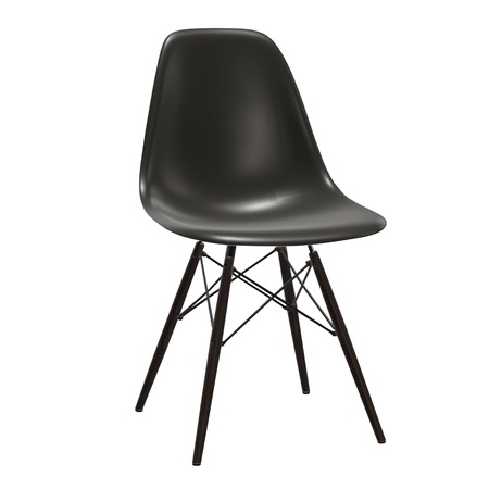 Vitra Eames Plastic Side Chair DSW ohne Sitzpolster 12 Tiefschwarz, Ahorn schwarz 30, Gleiter basic dark für Teppichboden 04