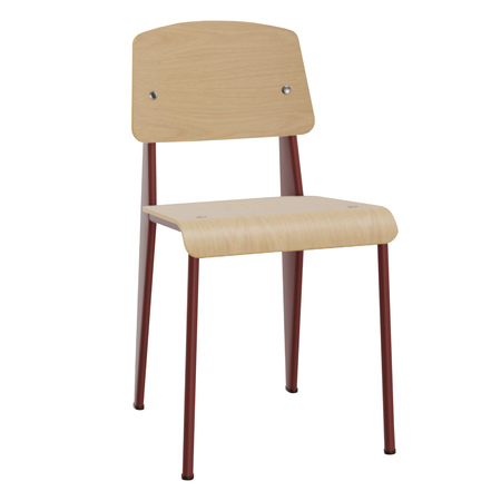 Vitra Standard Eiche natur, Naturholz Schutzlack 10, Japanese red pulverbeschichtet (glatt), Gleiter für Teppichboden 04