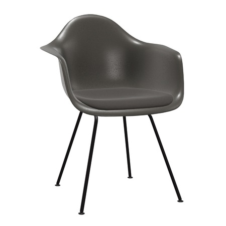 Vitra Eames Fiberglass Armchair DAX mit Sitzpolster / Filzgleiter basic dark für Hartboden 05 04 Elephant Hide Grey, Dunkelgrau 05 - Hopsak, Basic Dark 30 pulverbeschichtet (glatt)
