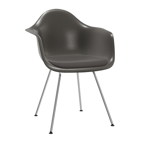 Vitra Eames Fiberglass Armchair DAX mit Sitzpolster / Filzgleiter basic dark für Hartboden 05 04 Elephant Hide Grey, Dunkelgrau 05 - Hopsak, Basic Dark 30 pulverbeschichtet (glatt)