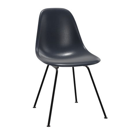 Vitra Eames Fiberglass Side Chair DSX ohne Sitzpolster 02 Navy Blue, Basic Dark 30 pulverbeschichtet (glatt), Gleiter basic dark für Teppichboden 04