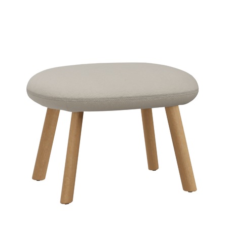 Vitra Hal Lounge Ottoman Elfenbein melange 01 - Dumet, Eiche natur, Naturholz Schutzlack 10, Gleiter für Teppichboden 04
