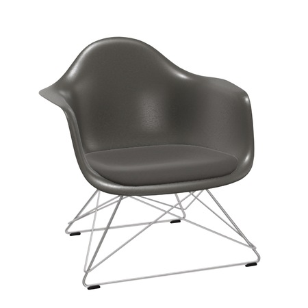Vitra Eames Fiberglass Armchair LAR mit Sitzpolster / Filzgleiter basic dark für Hartboden 05 04 Elephant Hide Grey, Eisblau-Elfenbein 81 - Hopsak, Basic Dark 30 pulverbeschichtet (glatt)
