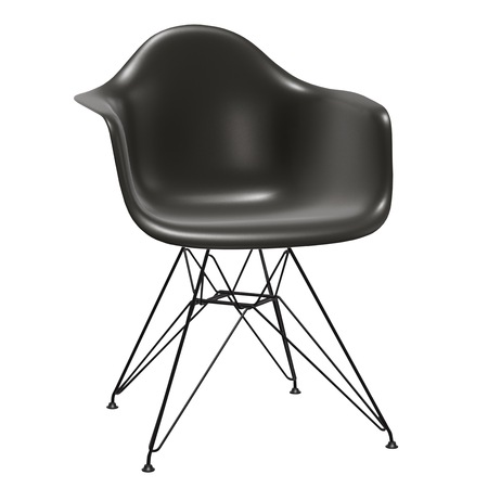 Vitra Eames Plastic Armchair DAR ohne Sitzpolster 12 Tiefschwarz, Basic Dark 30 pulverbeschichtet (glatt), Gleiter basic dark für Teppichboden 04