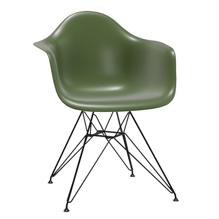 Vitra Eames Plastic Armchair DAR ohne Sitzpolster 48 Forest, Basic Dark 30 pulverbeschichtet (glatt), Filzgleiter basic dark für Hartboden 05