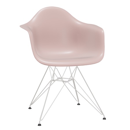 Vitra Eames Plastic Armchair DAR ohne Sitzpolster 41 Zartrosé, Weiss 04 pulverbeschichtet (glatt), Filzgleiter basic dark für Hartboden 05