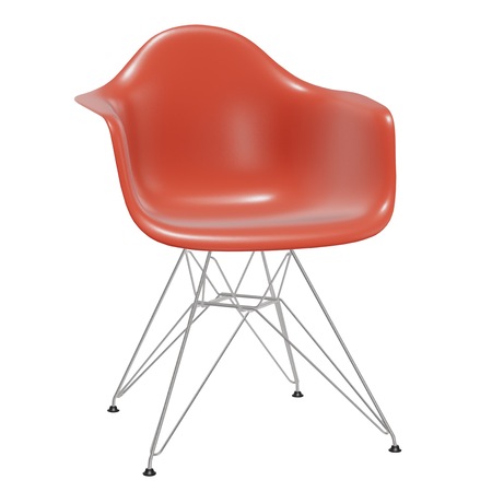 Vitra Eames Plastic Armchair DAR ohne Sitzpolster 41 Zartrosé, Weiss 04 pulverbeschichtet (glatt), Filzgleiter basic dark für Hartboden 05