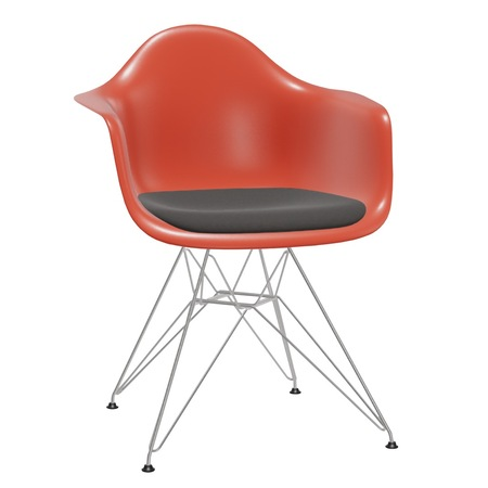 Vitra Eames Plastic Armchair DAR mit Sitzpolster / Filzgleiter basic dark 