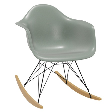 Vitra Eames Fiberglass Armchair RAR ohne Sitzpolster 05 Sea Foam Green, Basic Dark 30 pulverbeschichtet (glatt), Ahorn gelblich 02