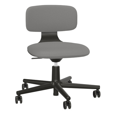 Vitra Rookie Blau-Coconut 81 - Plano, Tiefschwarz 12 pulverbeschichtet (glatt), Rolle hart gebremst für Teppichboden 02